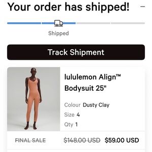 Lululemon Align Bodysuit 25" in Dusty Clay Size 4